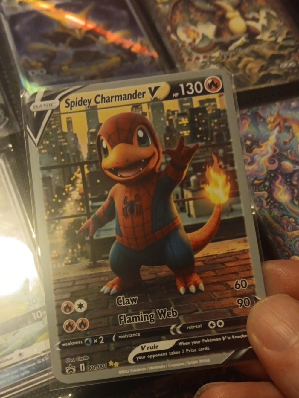 Spidey Charmander V Collectible Card - Red/Orange